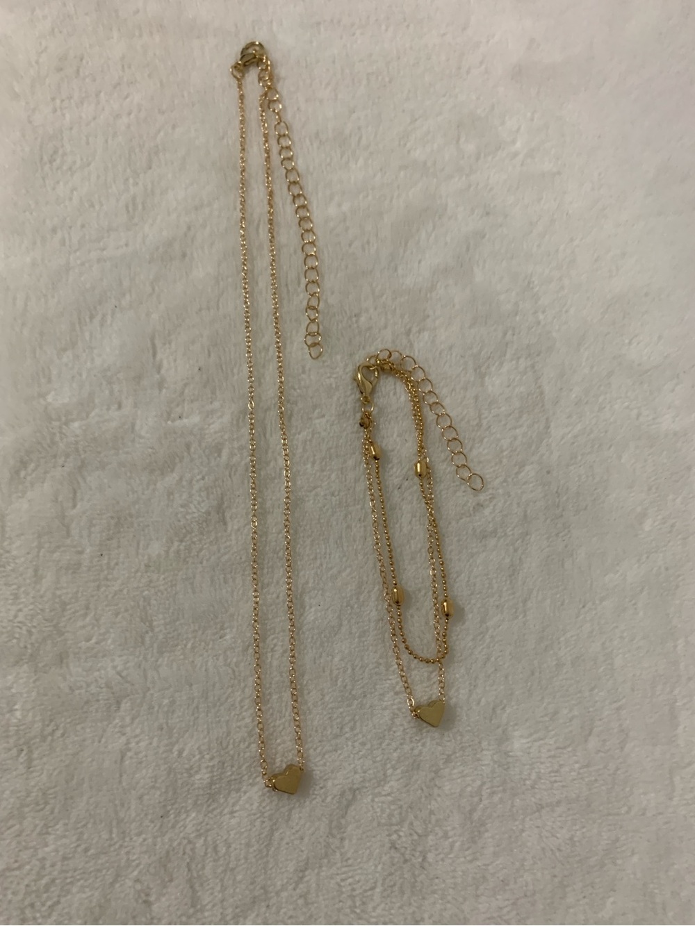 Gold Heart Pendant Necklace and Bracelet Set